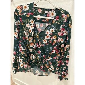 NWT Parker Vneck ruffle blouse bell sleeve Cacti Daisy print XS $298